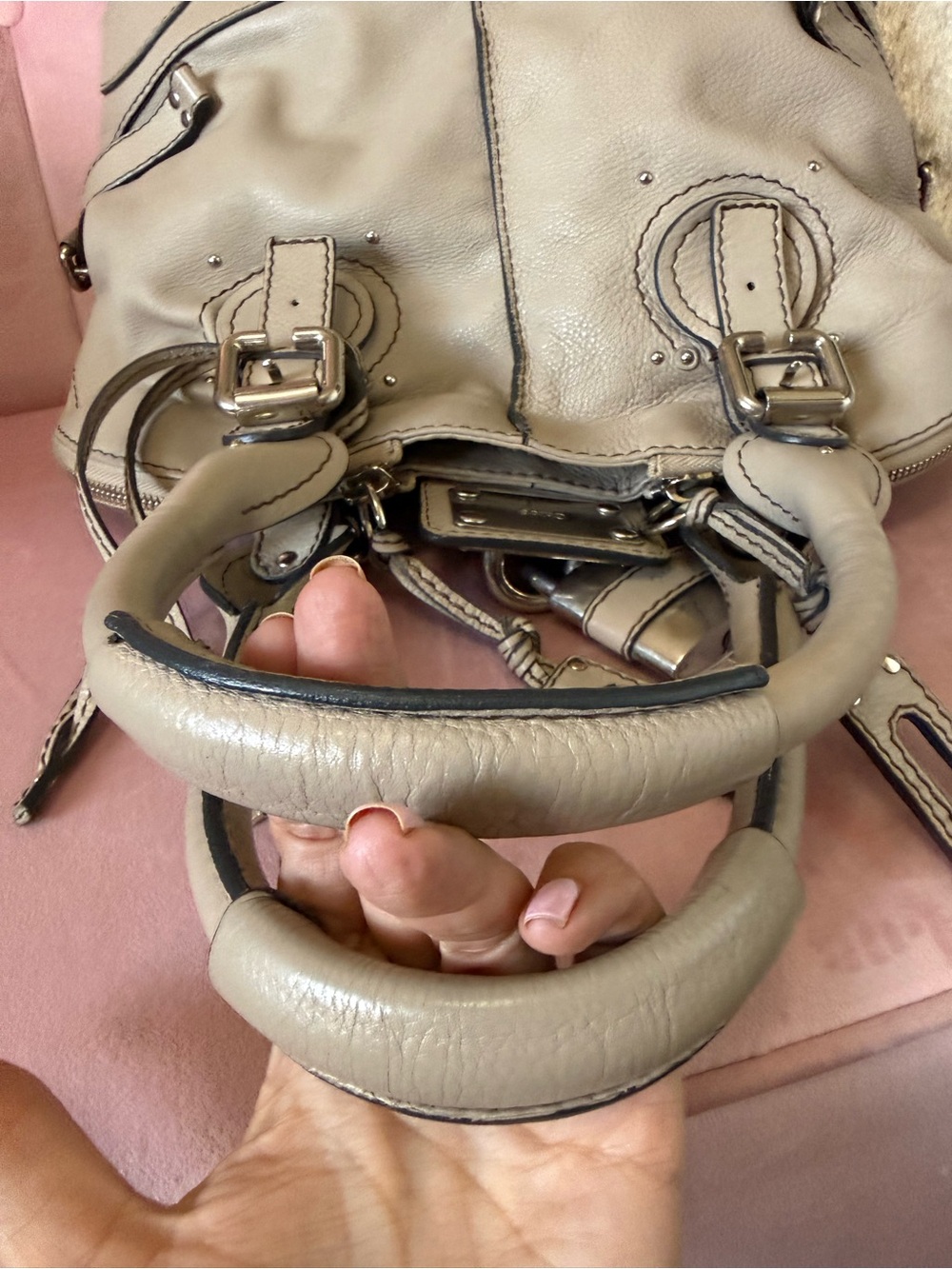 💯 Auth! Classic CHLOE  PADDINGTON Tan Leather  Handbag W Silver Tone Lock & Key - Picture 14 of 17